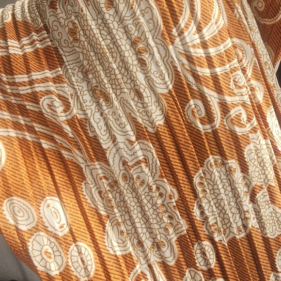 Orange/White Floral Print Stretchy Maxi Skirt Coastal Vacation Flowy Lightweight - Picture 2 of 3
